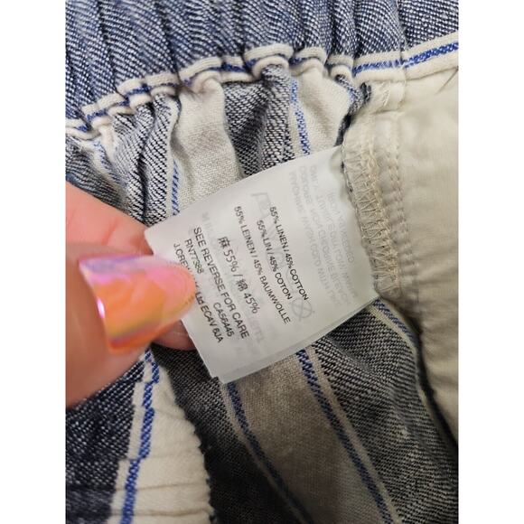 Madewell Pants Womens XXS Linen Blend Cropped Wide Leg Nautical Beachy - Picture 7 of 10